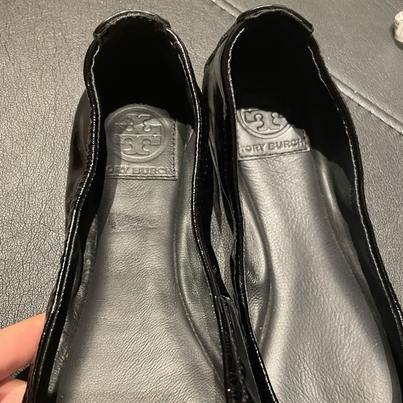 Tory Burch Glossy Shiny Ballerinas Flats Leather Slip on Round toe Rubber sole - Picture 8 of 12